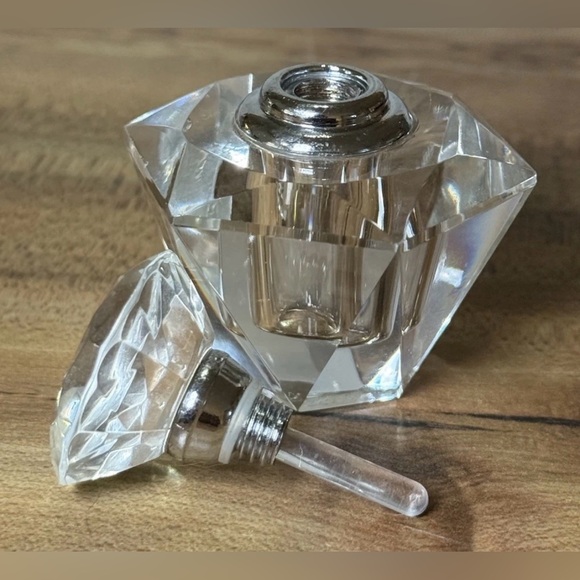 Saks Fifth Ave Crystal Cut Perfume Bottles Lot Of 3 Geometric Facets Signed Rare - Picture 6 of 12